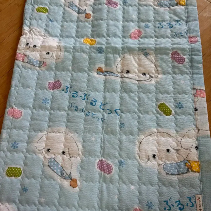 [BUNJANG] San-X Buruburudog Seersucker Summer Blanket Mat / 고전문구 산엑스 부르부르도그 시어서커 여름 이불 매트