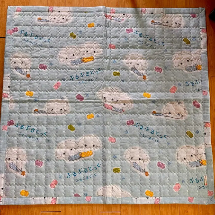 [BUNJANG] San-X Buruburudog Seersucker Summer Blanket Mat / 고전문구 산엑스 부르부르도그 시어서커 여름 이불 매트