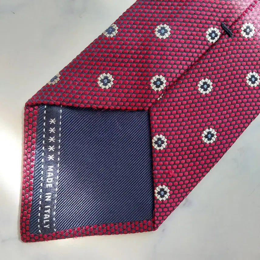 [BUNJANG] Ermenegildo Zegna Red Floral Jacquard Silk Tie / 제냐 실크 레드 플라워 자카드 넥타이 8.9cm A+등급 K2500