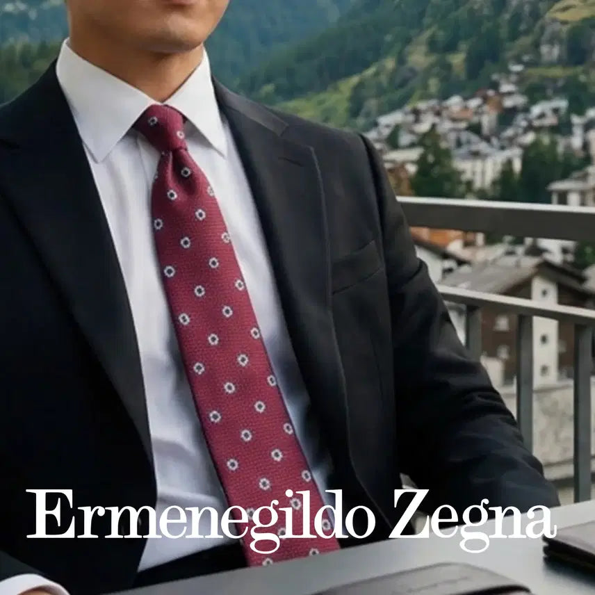 [BUNJANG] Ermenegildo Zegna Red Floral Jacquard Silk Tie / 제냐 실크 레드 플라워 자카드 넥타이 8.9cm A+등급 K2500