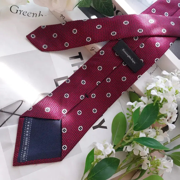 [BUNJANG] Ermenegildo Zegna Red Floral Jacquard Silk Tie / 제냐 실크 레드 플라워 자카드 넥타이 8.9cm A+등급 K2500