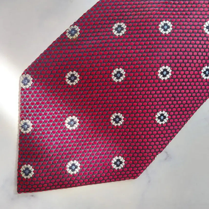 [BUNJANG] Ermenegildo Zegna Red Floral Jacquard Silk Tie / 제냐 실크 레드 플라워 자카드 넥타이 8.9cm A+등급 K2500
