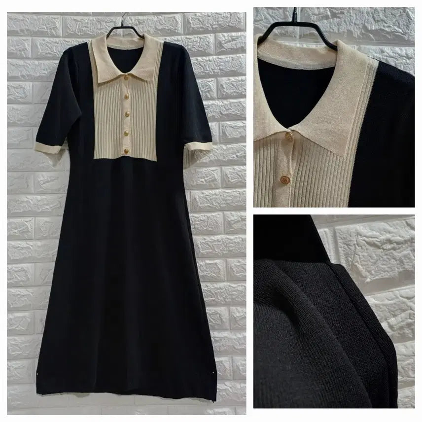 [BUNJANG] Black Knit Dress / 블랙 카라니트 원피스
