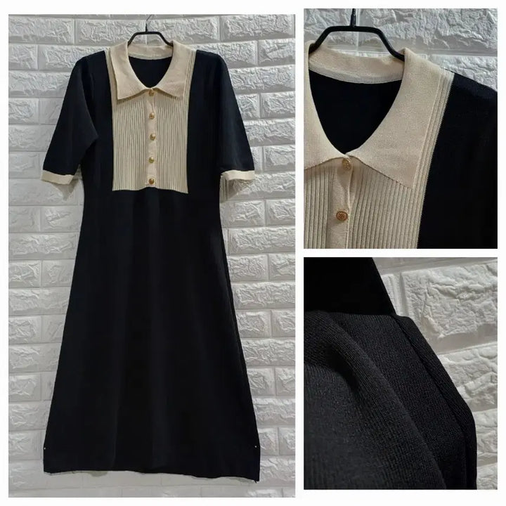 [BUNJANG] Black Knit Dress / 블랙 카라니트 원피스