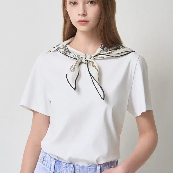 [BUNJANG] Mines Scarf Set T-shirt / 새상품) 한섬 마인 고급스러운 스카프 세트 티셔츠