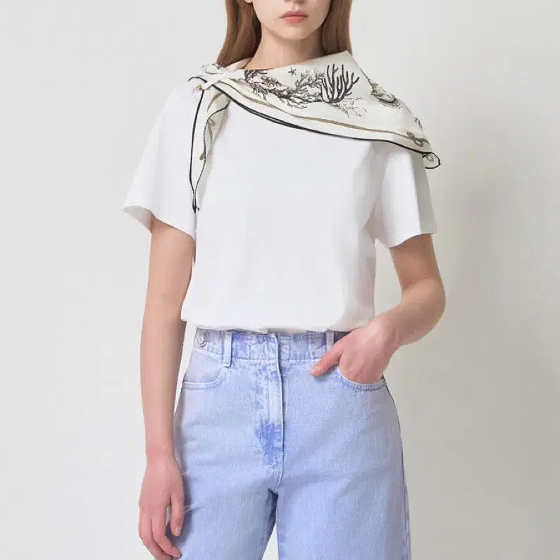 [BUNJANG] Mines Scarf Set T-shirt / 새상품) 한섬 마인 고급스러운 스카프 세트 티셔츠