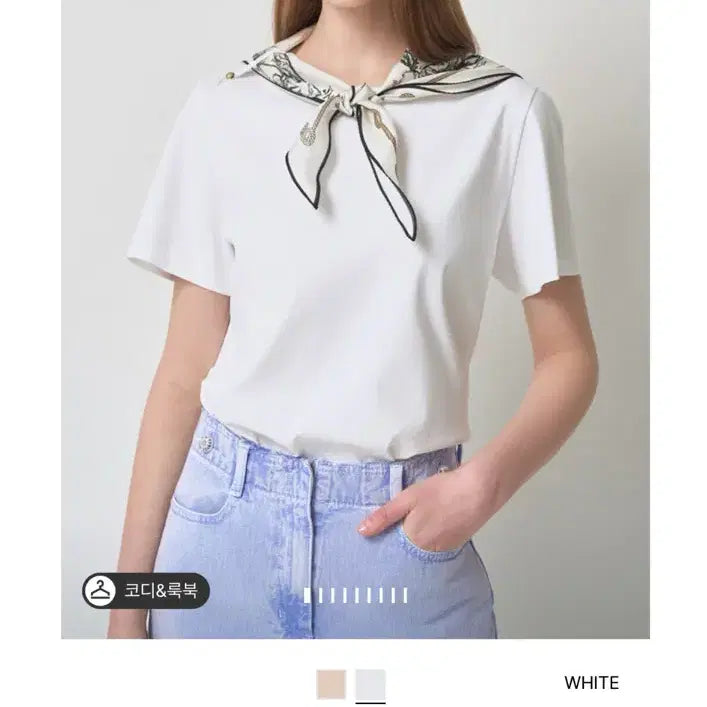 [SOLD OUT] 새상품) 한섬 마인 고급스러운 스카프 세트 티셔츠