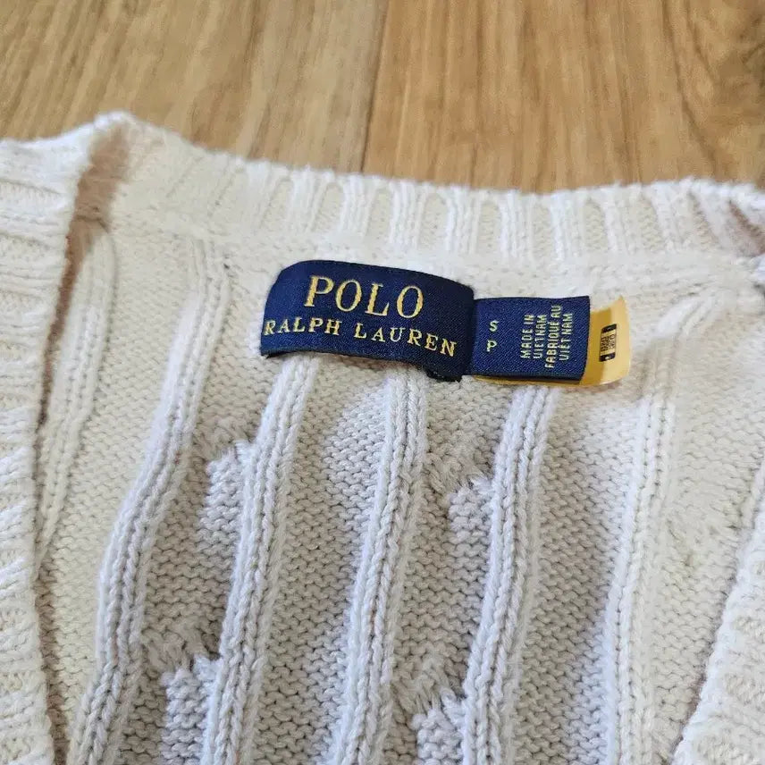 [BUNJANG] Polo Ralph Lauren Ivory Cable Knit Sweater / 폴로 랄프로렌 아이보리 꽈배기 케이블 브이넥 니트 S