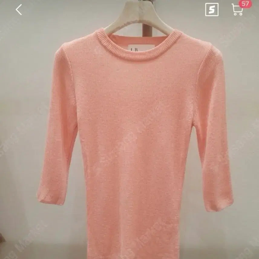 [BUNJANG] LB Beige Round Neck 5-part Knit Top / LB 라운드넥 5부 니트 수입의류 베이지 샤샤엘르