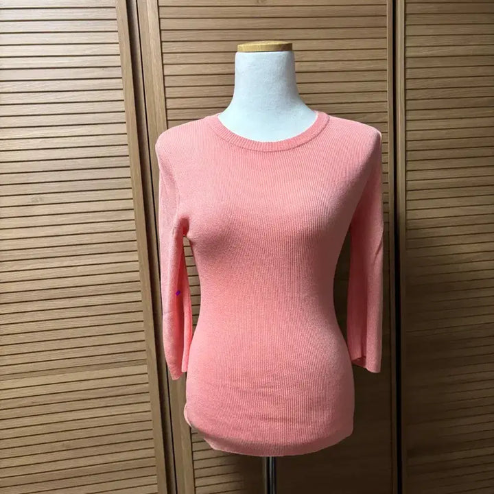 [BUNJANG] LB Beige Round Neck 5-part Knit Top / LB 라운드넥 5부 니트 수입의류 베이지 샤샤엘르