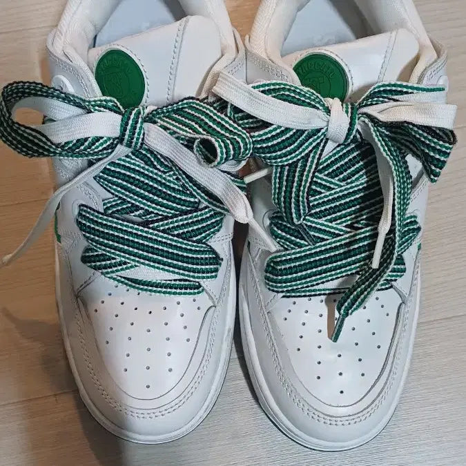 [BUNJANG] Staccato White Green Pointed Sneakers / 스타카토 화이트 그린 포인트 스니커즈