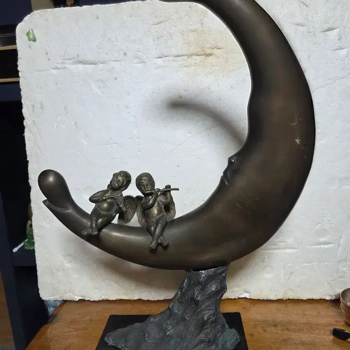 [BUNJANG] Moon and Angel Bronze Sculpture / 달과 천사 브론즈 조각상 장식품