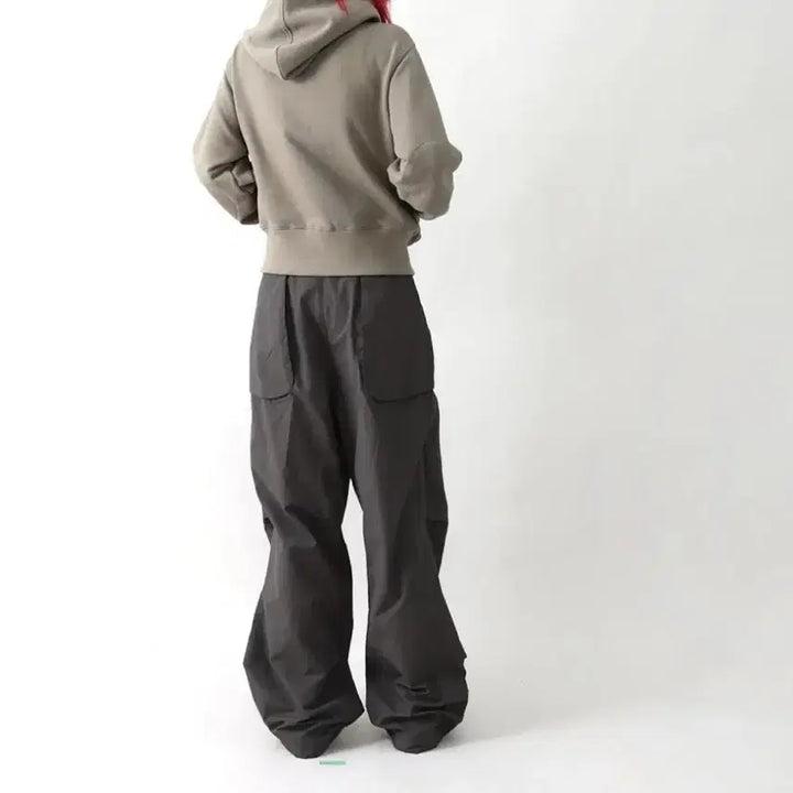 [BUNJANG] 999 Humanity Nylon Wide Pants - Khaki - S / (S) 999휴머니티 나일론 와이드 팬츠 카키