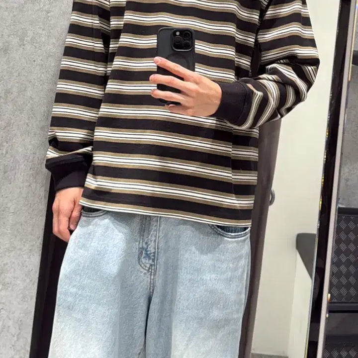 [BUNJANG] The North Face Eajoon Stripe Long Sleeve R/T-Shirt Black / (새상품) 노스페이스 이지온 스트라이프 롱슬리브 R/티셔츠 블랙 - 25