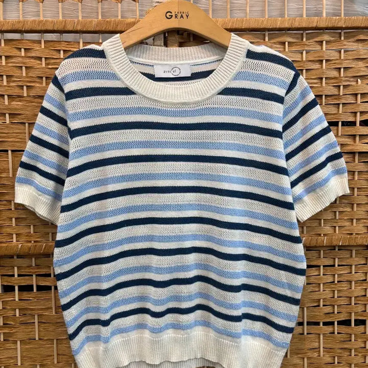 [BUNJANG] Striped Knit T-Shirt / 니트 티셔츠