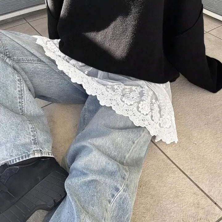 [BUNJANG] Vintage Layered Mini Skirt - White / 빈티지 레이어드 스커트 미니스커트 치마 흰색 에이블리 코디