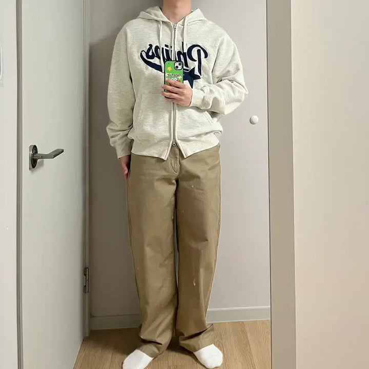 [BUNJANG] Physical Department Oatmeal Hooded Zip-up L / 피지컬 디파트먼트 오트밀 후드집업 L
