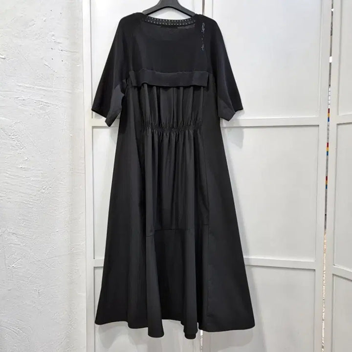 [BUNJANG] Renny Ron Knit Color Block Long Dress / 레니본 니트 배색 롱 원피스