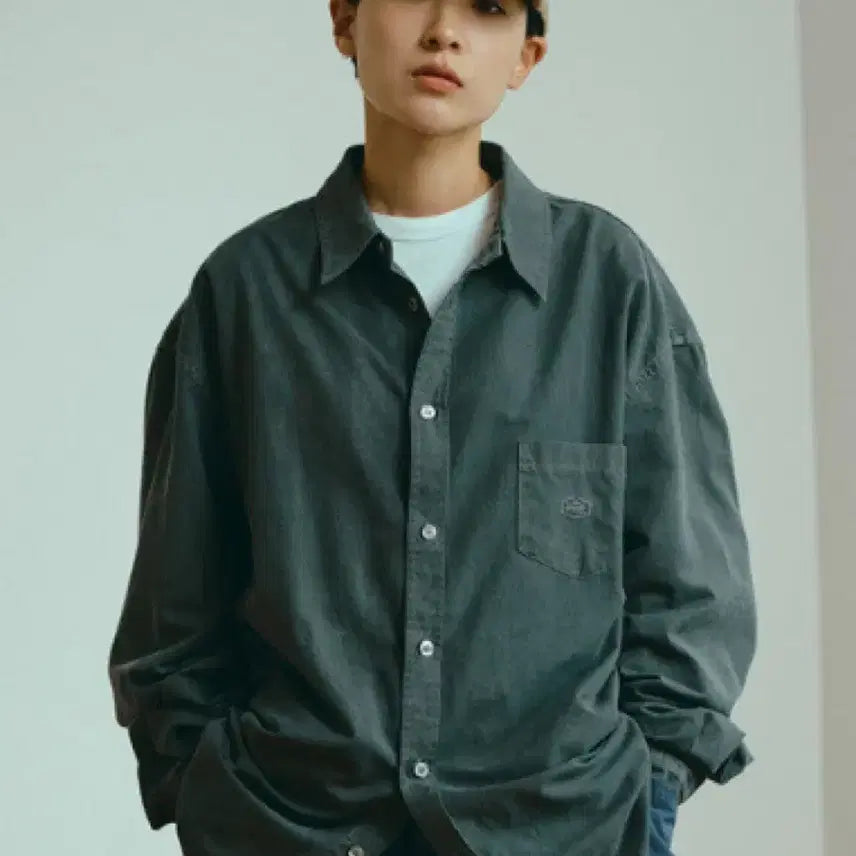[BUNJANG] CAPITAL DESIGN Pigment Oxford Shirt Dark Gray / 캐피디자인 피그먼트 옥스퍼드 셔츠 다크그레이
