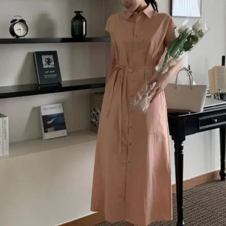 [BUNJANG] Moabin Sleeveless Shirt Long Dress / 모아빈 민소매 셔츠 롱 원피스
