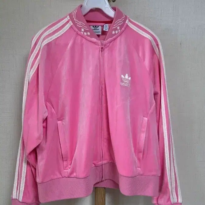 [BUNJANG] Adidas x Feifei Ruan Velour Cropped Jersey Pink L / 아디다스 x Feifei Ruan 벨루어 크롭 져지 핑크