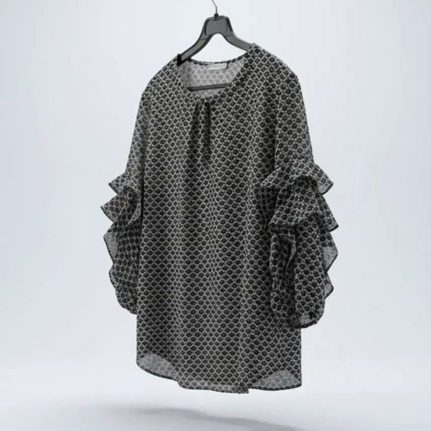 [BUNJANG] ODV Pattern Frill Blouse T-shirt / 여성88/ ODV 패턴 프릴 블라우스티 A-26