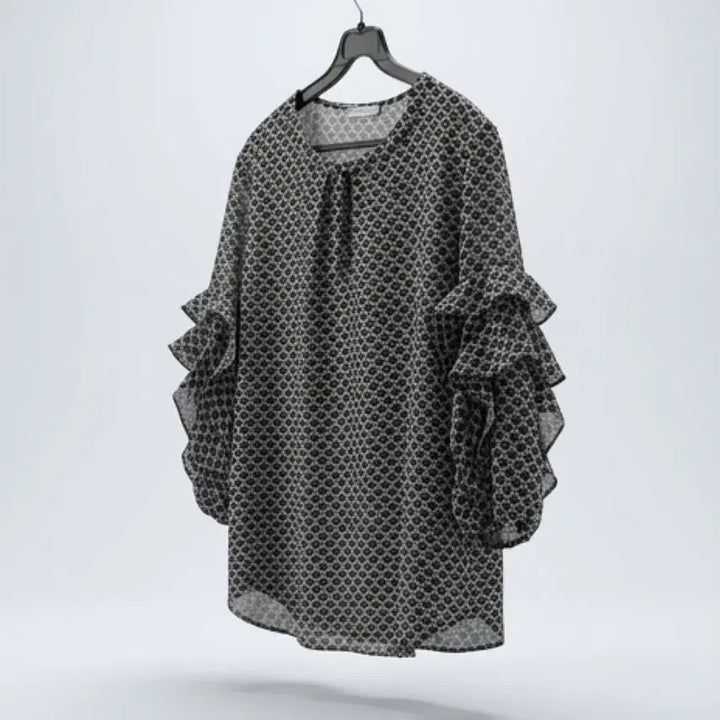 [BUNJANG] ODV Pattern Frill Blouse T-shirt / 여성88/ ODV 패턴 프릴 블라우스티 A-26