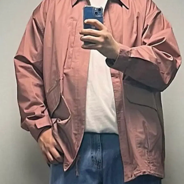 [BUNJANG] Uniqlo Oversized Utility Jacket Pink (M) / 유니클로 오버사이즈 유틸리티자켓 핑크 M