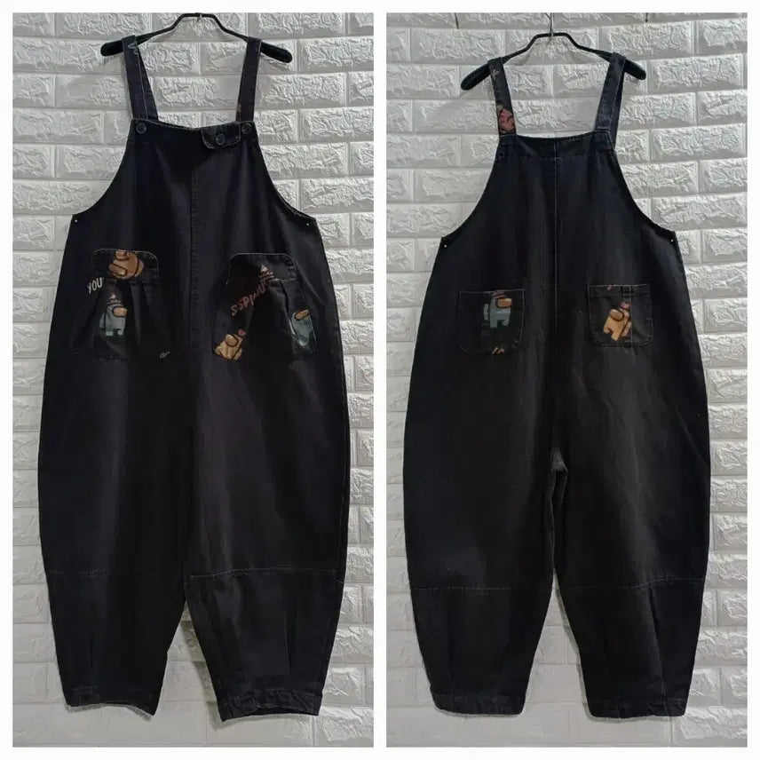 [BUNJANG] Black Pocket Denim Jumpsuit / 블랙  포켓 데님점프수트