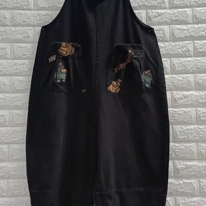 [BUNJANG] Black Pocket Denim Jumpsuit / 블랙  포켓 데님점프수트