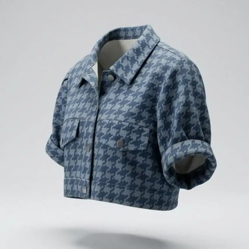 [BUNJANG] P.K Studio Houndstooth Crop Jacket BL / 여성S/ P.K스튜디오 하운드투스 크롭자켓BL A-29