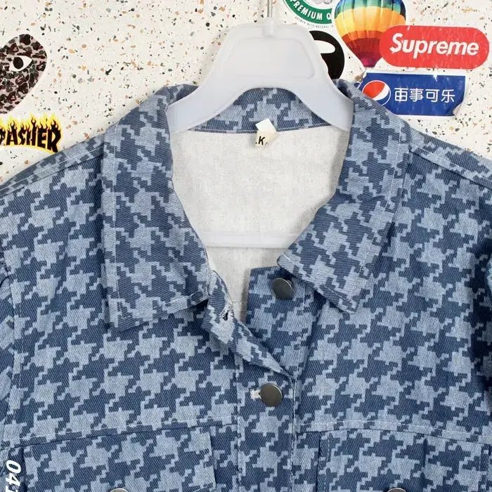 [BUNJANG] P.K Studio Houndstooth Crop Jacket BL / 여성S/ P.K스튜디오 하운드투스 크롭자켓BL A-29
