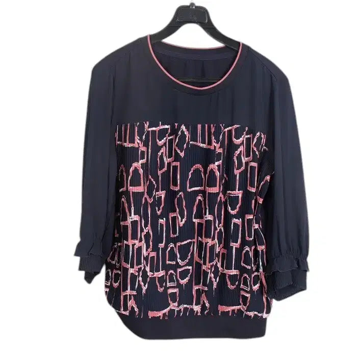 [BUNJANG] O.A.RO Pattern Pleats Blouse Navy / 여성55/ O.A.RO 패턴 플리츠 블라우스티NV A-31