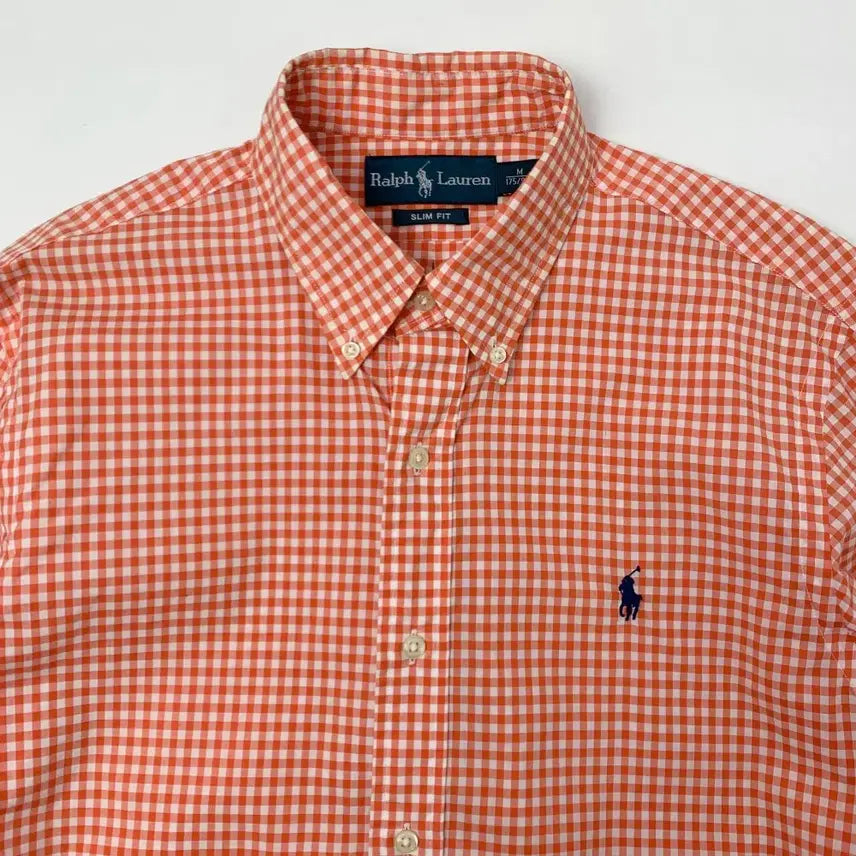 [BUNJANG] Polo Ralph Lauren Slim Fit Orange Check Shirt / [M/정품] 폴로랄프로렌 슬림핏 오렌지 체크 셔츠
