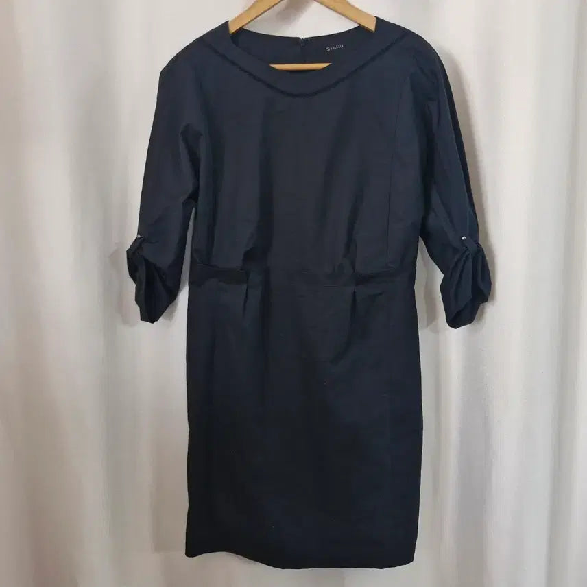 [BUNJANG] S.Solezia Navy 3/4 Sleeve Midi Dress / 에스솔레지아 네이비 7부 소매 원피스