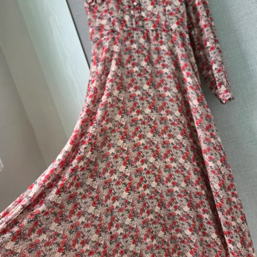 [BUNJANG] Floral Chiffon Long Dress / 빅프릴카라 볼륨소매 플로럴 쉬폰롱원피스