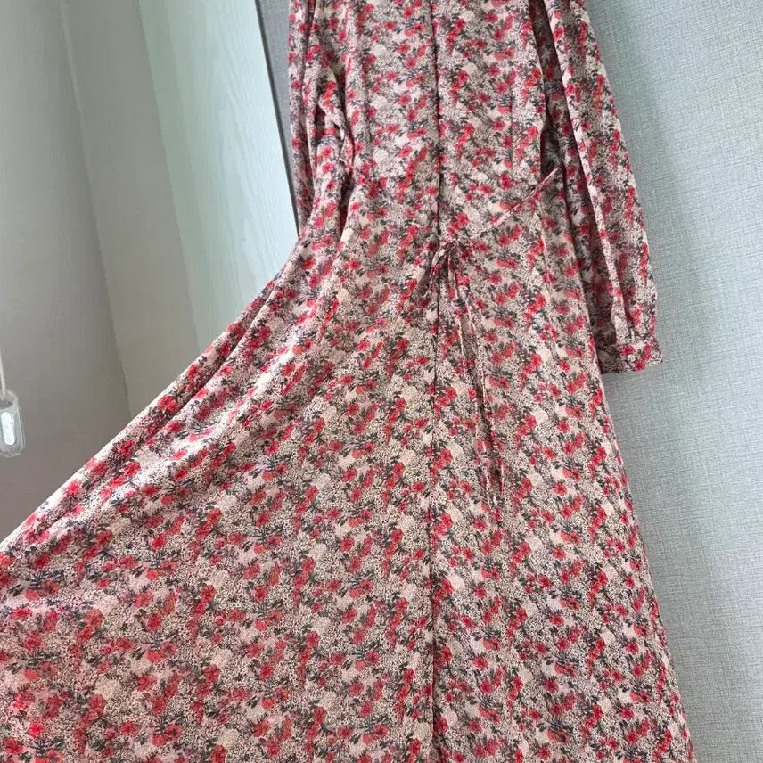 [BUNJANG] Floral Chiffon Long Dress / 빅프릴카라 볼륨소매 플로럴 쉬폰롱원피스