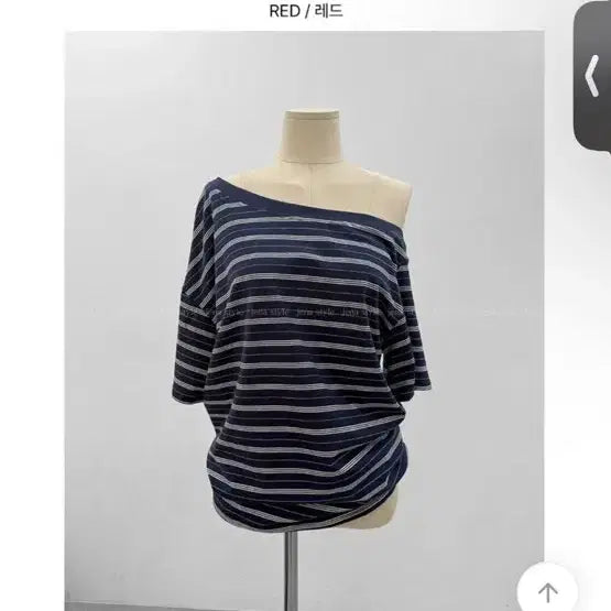 [BUNJANG] One-Shoulder Striped Asymmetrical T-shirt / 원숄더 스트라이프 언발 티셔츠