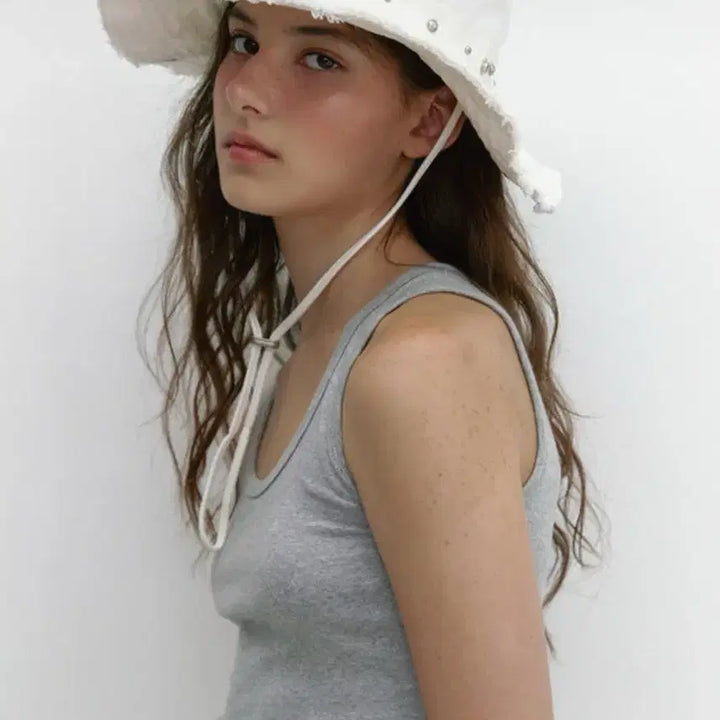 [BUNJANG] Asura Stud Cotton Hat (Ivory) / 아수라 STUD COTTON HAT (IVORY)