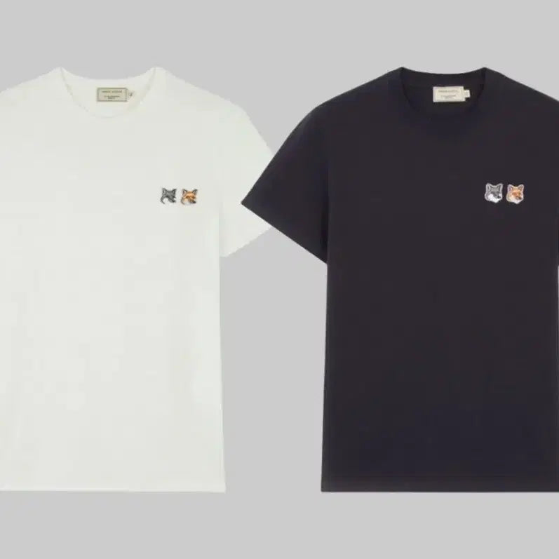 [BUNJANG] Maison Kitsuné Double Fox Head Short Sleeve T-Shirt / 정품/무료배송) 메종키츠네 더블폭스헤드 반팔 , 블랙 화이트