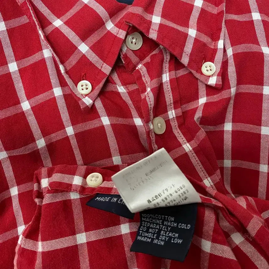 [BUNJANG] Nautica Vintage Checkered Red Shirt L-XL / 노티카 빈티지 체크 레드 남방 L-XL