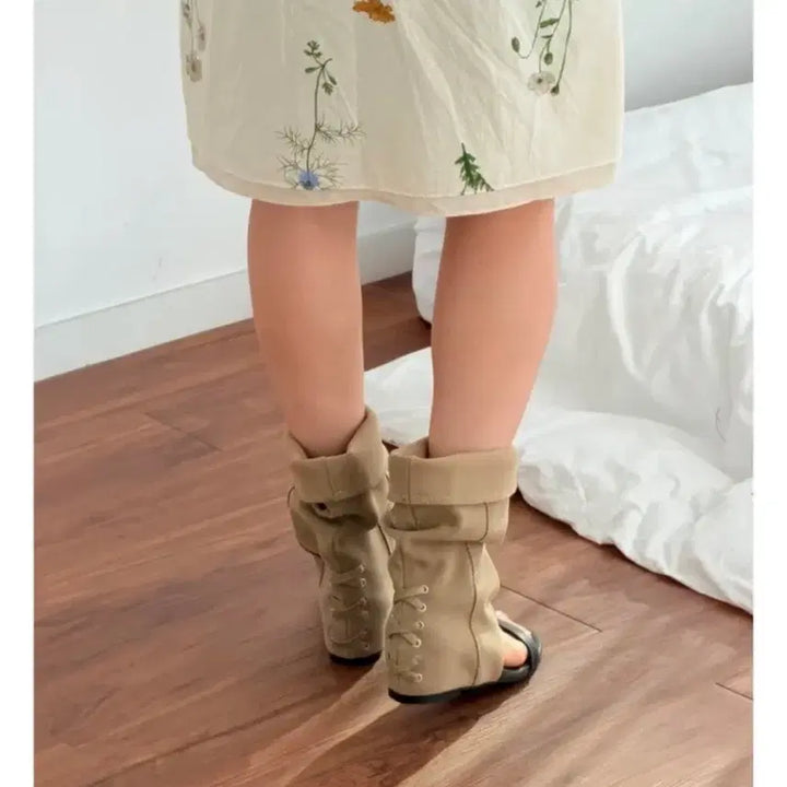 [BUNJANG] Linen Sandal Boots - Beige / 린넨 샌들부츠-베이지