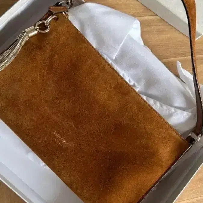 [BUNJANG] Jimmy Choo Suede Clutch/Shoulder Bag / (정품,보증서O)지미추 스웨이드 클러치 겸 숄더백 브라운
