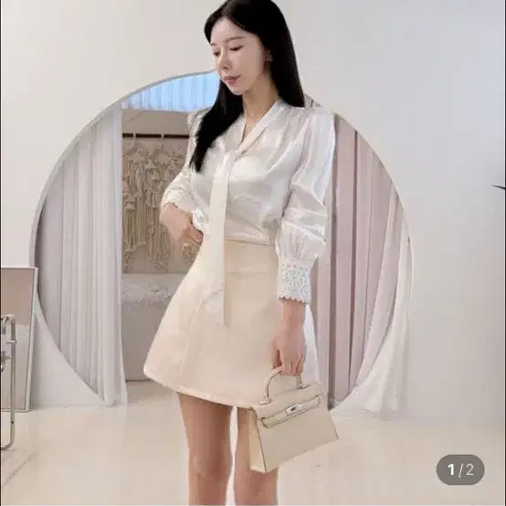 [BUNJANG] Barbie Doll Silky Mini Skirt - Beige / 6.2->3 바비인형 라인 실키 미니 스커트 S 베이지