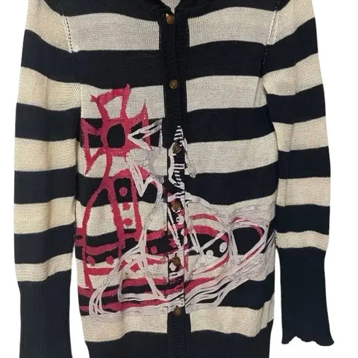 [BUNJANG] Vivienne Westwood Stripe Hooded Cardigan / 비비안웨스트우드 스트라이프 후드 가디건