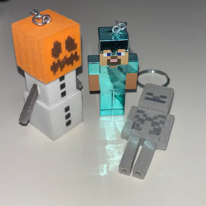 [BUNJANG] Minecraft Keyring Diamond Steve Skeleton Snowman Bundle Set / 마인크래프트 키링 다이아 스티브 레어 눈사람 스켈레톤