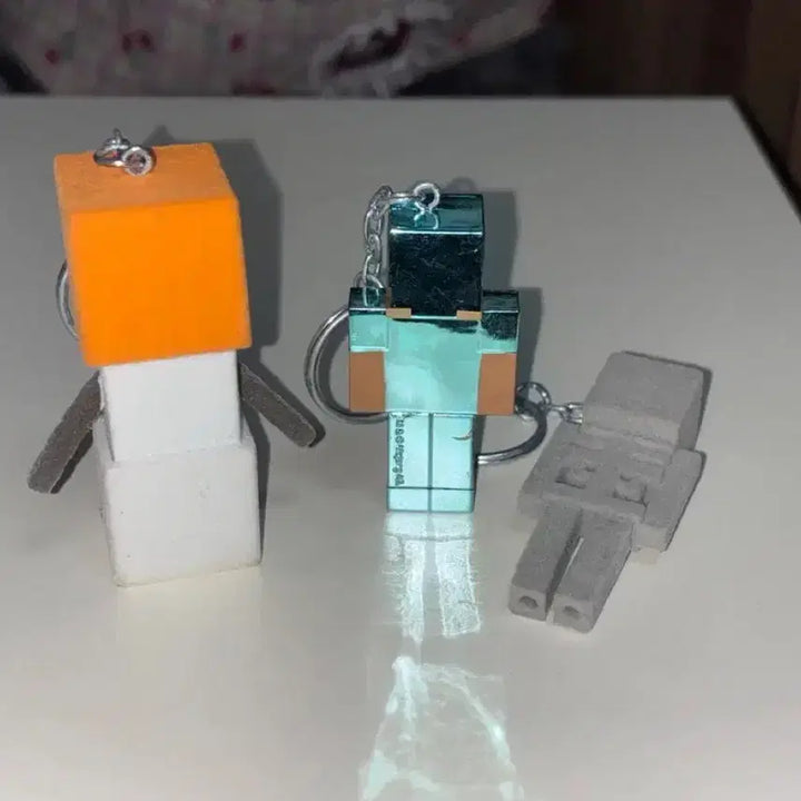 [BUNJANG] Minecraft Keyring Diamond Steve Skeleton Snowman Bundle Set / 마인크래프트 키링 다이아 스티브 레어 눈사람 스켈레톤