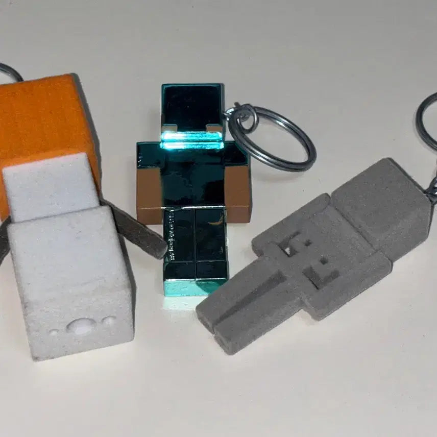 [BUNJANG] Minecraft Keyring Diamond Steve Skeleton Snowman Bundle Set / 마인크래프트 키링 다이아 스티브 레어 눈사람 스켈레톤