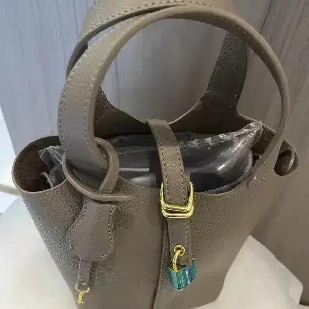 [BUNJANG] Leather Bucket Tote Bag / 가죽 버킷 토트 숄더백
