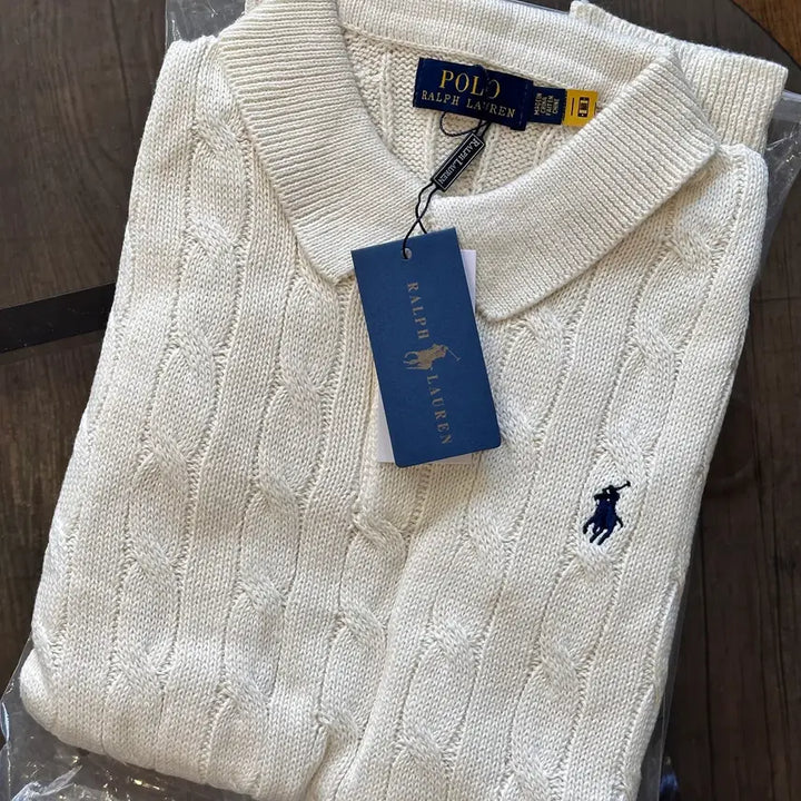 [BUNJANG] Polo Ralph Lauren Cable Knit Polo Shirt / (정품 새상품) 폴로 랄프로렌 케이블 반팔 카라 니트